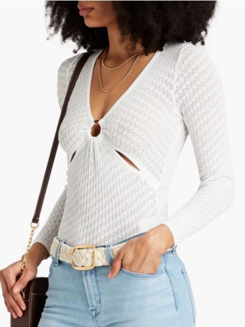 Sandro v neck white knit top new without tags